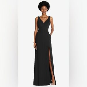 AFTER SIX Square Low-Back A-Line Dress With Front Slit & Pockets